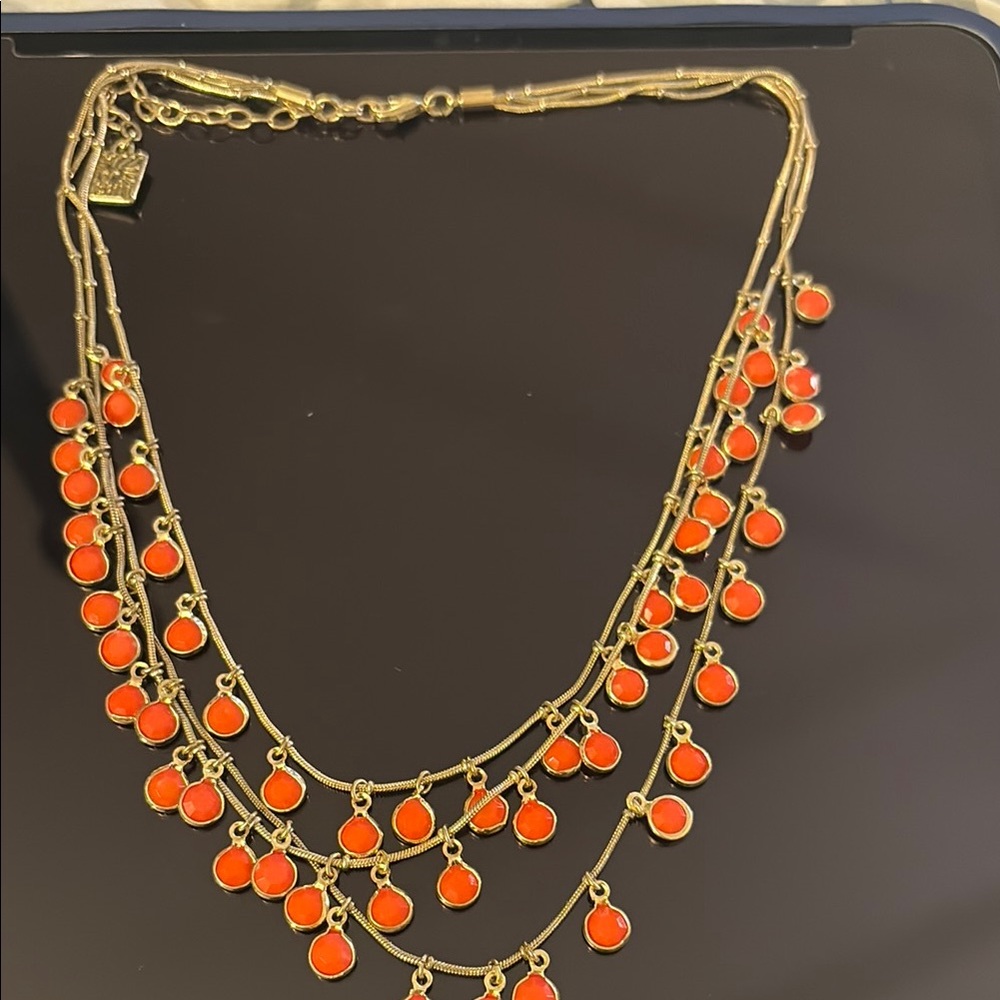 Anne Klein Gold and orsngr Layered Necklace with Teardrop Beads